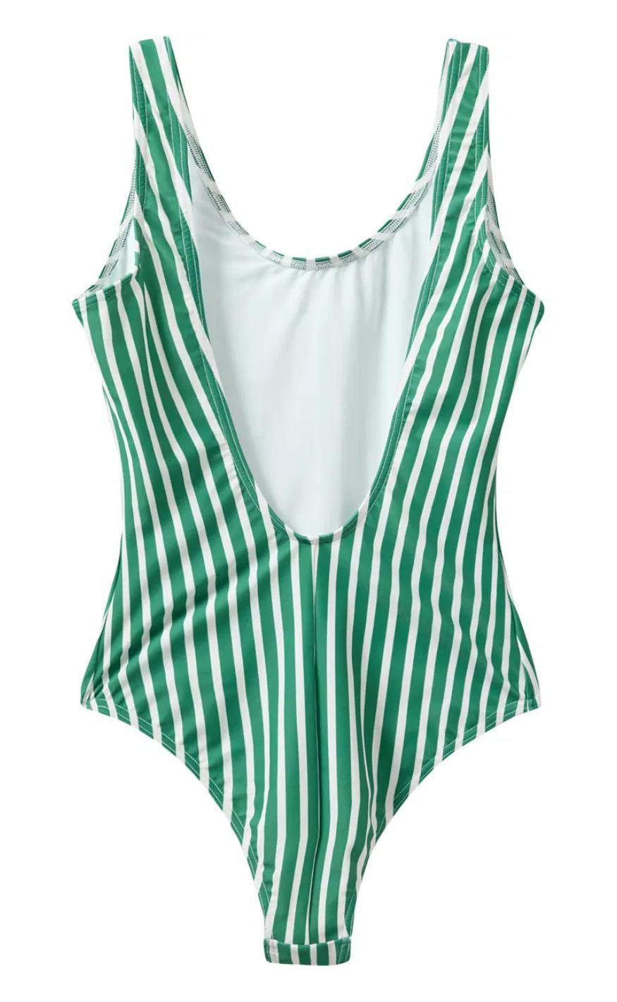 H2O Badedragt - Stripe Swim - Posy Green